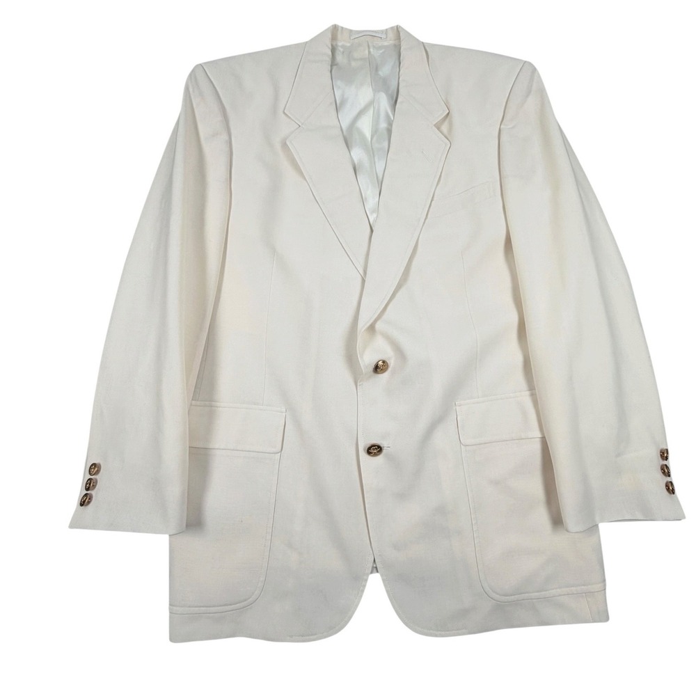 Hart Schaffner & Marx Blazer Mens 44L White Town Country Crested Gold Buttons